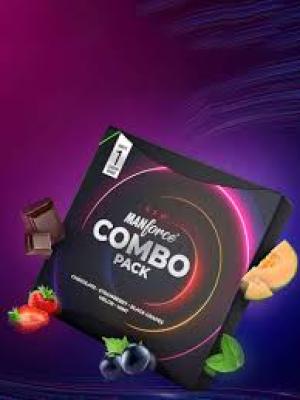 Manforce Combo Lubricated Dotted Condom (4 Each) Chocolate, Strawberry, Black Grapes, Melon &amp; Mint